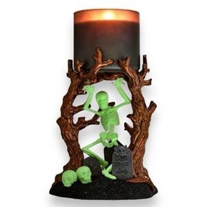 Bath & Body Works Halloween 2024 Dancing Skeleton Candle Holder Glow in the dark